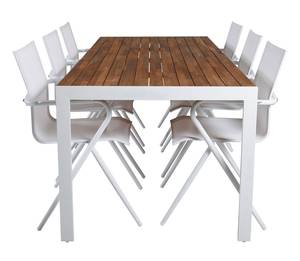 Gartenmöbel-Set Bois (7-teilig) Weiß - Metall - 90 x 76 x 205 cm