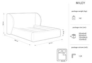 Bett mit Box und Kopfteil MILEY Schwarz