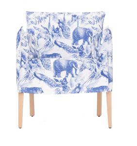 Sessel mit Safari-Print Weiß - Massivholz - 60 x 77 x 60 cm