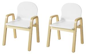 Lot de 2 Chaises KMB24-Wx2 Blanc - En partie en bois massif - 40 x 53 x 32 cm