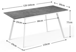 Table de salle à manger OSKAR Imitation béton - Chêne foncé - Blanc