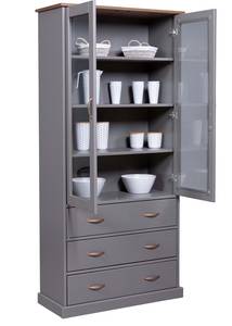 Vitrine Luzerna Gris - Bois massif - 90 x 190 x 39 cm