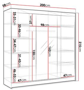 Kleiderschrank Derby 6 Braun - Holzwerkstoff - 200 x 215 x 58 cm