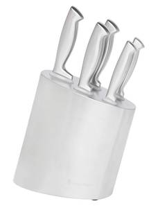 Stanley Rogers Messerblock mit 5 Messern Grau - Metall - 14 x 36 x 22 cm