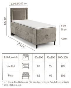 Boxspringbett Alma Braun - Breite: 100 cm - H3