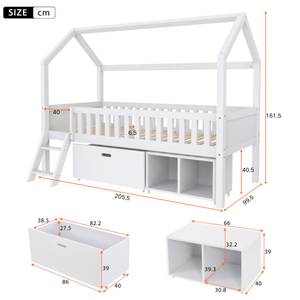 Kinderbett Thalassas Ⅲ Weiß - Metall - Massivholz - Holzart/Dekor - 100 x 162 x 205 cm