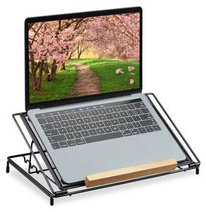 Laptop Ständer 13 Zoll schwarz Schwarz - Braun - Metall - 37 x 15 x 25 cm