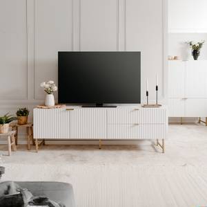 Meuble TV 2 portes 2 tiroirs L179 cm Blanc mat