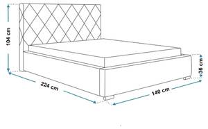 Polsterbett TARANTO Nachtblau - Breite: 140 cm