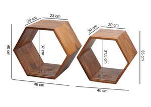 Beistelltisch 2er Set KODRAN Waben-Form Braun - Massivholz - 46 x 40 x 30 cm