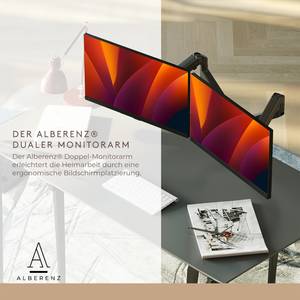 Alberenz Doppelter Monitorarm Grau - Metall - 40 x 40 x 30 cm