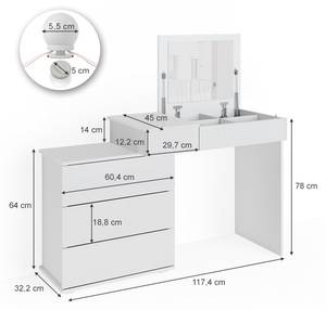 Schminktisch Lotos mit LED Weiß - Holzwerkstoff - 117 x 78 x 45 cm