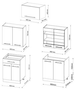 Küchenzeile Fame-Line 38681 Sonoma Eiche Trüffel Dekor - Pinie Anthrazit Dekor - Tiefe: 60 cm