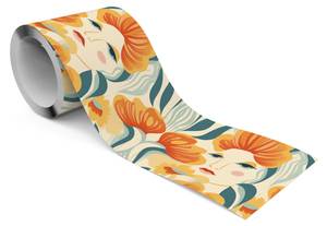 Bande Décorative VISAGES Fleurs Feuilles Beige - Vert - Orange - Papier - Textile - 10 x 300 x 300 cm