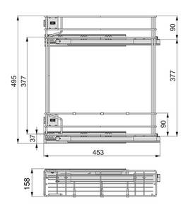 Flaschenregal seitlich ausziehbar Supra Grau - Metall - 16 x 45 x 53 cm