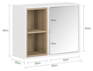 Spiegelschrank BZR149-W Weiß - 60 x 45 x 20 cm