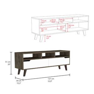 Meuble de TV Oslo Bois manufacturé - 137 x 51 x 39 cm