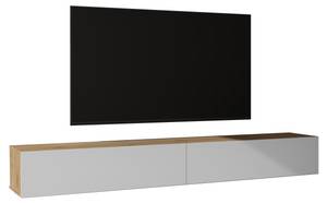 TV Lowboard Fernsehschrank02 Eiche Wotan Dekor - Weiß - Tiefe: 240 cm