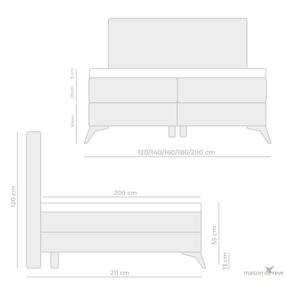 Boxspringbett Alto Hellgrau - Breite: 120 cm