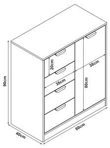 Commode Varkaus Imitation chêne - 80 x 90 cm