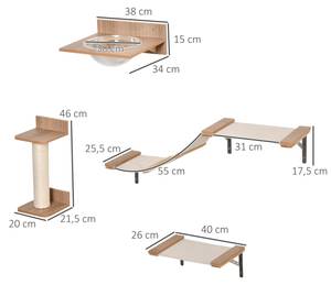 Katzenkletterwand D30-461 Braun - Holzwerkstoff - 26 x 18 x 100 cm