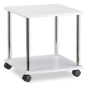 Table d’appoint blanche 2 niveaux Noir - Argenté - Blanc - Bois manufacturé - Métal - Matière plastique - 40 x 42 x 40 cm