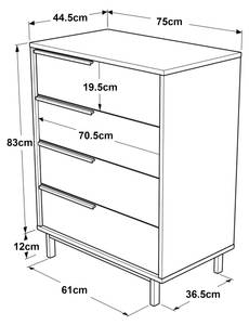 Commode Kvænangen Marron - Bois manufacturé - Métal - 75 x 95 x 45 cm