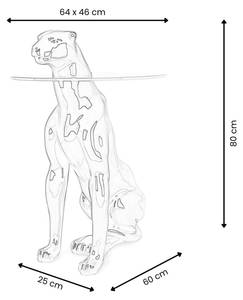Tisch Sitzender Panther Schwarz - Glas - 64 x 80 x 46 cm