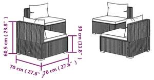 Garten-Lounge-Set (4-teilig) 3013631-7 Braun - Weiß - Metall - Polyrattan - 70 x 61 x 70 cm