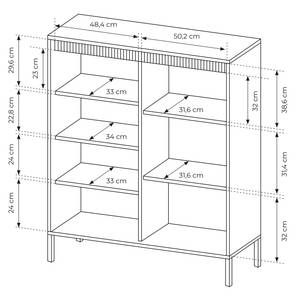 Highboard Falsetto Beige - Holzwerkstoff - 104 x 124 x 40 cm