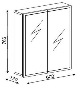 Badschrank Hängeschrank mit Spiegel Weiß - Holzwerkstoff - 60 x 77 x 17 cm