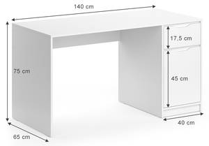 Schreibtisch Ruben 140cm Weiß Weiß - Holzwerkstoff - 140 x 75 x 65 cm