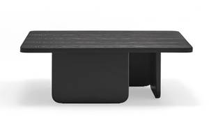 Table basse carrée en bois noir Noir - En partie en bois massif - 100 x 35 x 100 cm
