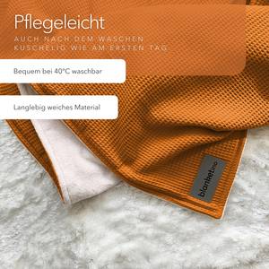 Kuscheldecke Vollkommen-Cognac/Sandweiß Orange - Naturfaser - Textil - 145 x 2 x 210 cm