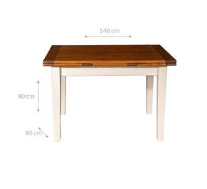 Table CHAMPETRE Marron - Blanc - Bois massif - Bois/Imitation - 80 x 80 x 140 cm