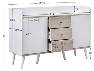 Sideboard M1644 Weiß - Holzwerkstoff - 80 x 40 x 118 cm