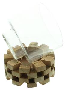 Windlicht Wood Braun - Holz teilmassiv - 14 x 16 x 14 cm