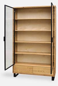 Holzvitrine im Loftstil DELIO IV Braun - Massivholz - Holzart/Dekor - 120 x 210 x 30 cm