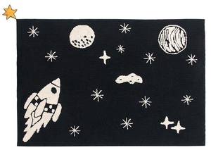 Teppich Weltraummuster Schwarz Schwarz - Naturfaser - Textil - 140 x 2 x 200 cm