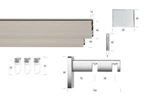 Gardinenstange Flat 2 lfg. Grau - Silber - Breite: 310 cm