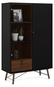 Vitrine Rye Noir - En partie en bois massif - 102 x 162 x 40 cm