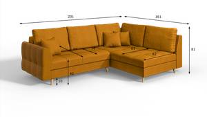 Ecksofa Amber Gelb - Massivholz - Textil - Holzart/Dekor - Holz teilmassiv - 231 x 81 x 161 cm