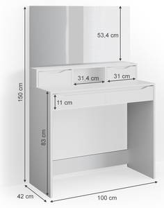 Schminktisch Ruben Weiß Weiß - Holzwerkstoff - 100 x 150 x 42 cm