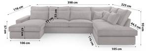 Ecksofa Burla U Holzwerkstoff - 176 x 93 x 398 cm