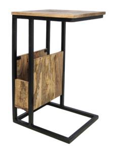 Table d'appoint | Table Marron - En partie en bois massif - 40 x 68 x 34 cm