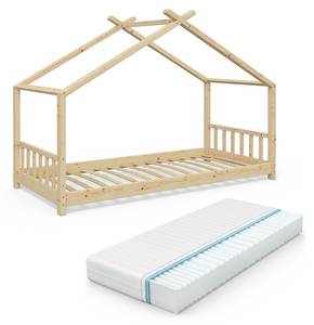 Lit cabane Design nature avec matelas Marron