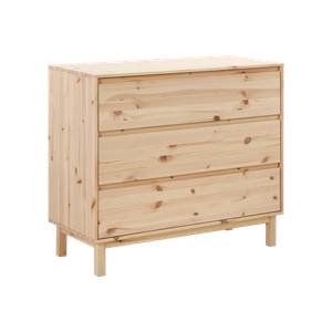 Commode 3 tiroirs Elie Marron - Bois massif - 95 x 86 x 40 cm