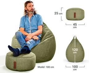 Indoor Sitzsack XXL "Home Linen“+Hocker Grün