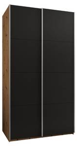 SCHWEBETÜRENSCHRANK LUX Schwarz - Eiche Dekor - Silber - Breite: 130 cm