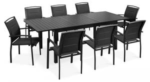 Gartentisch mit 8 Stühle Bormes Schwarz - Metall - 100 x 74 x 238 cm